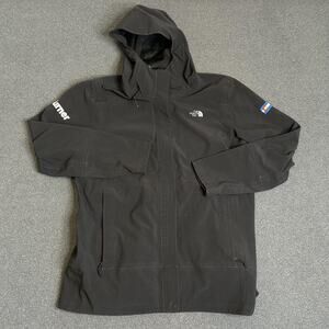 The North Face Apex Flex Jacket Womens XL Black Hooded Softshell USA Flag